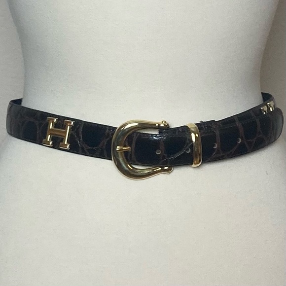 Fantastic “H” Brown Embossed Faux Leather Initial Belt - Picture 3 of 6